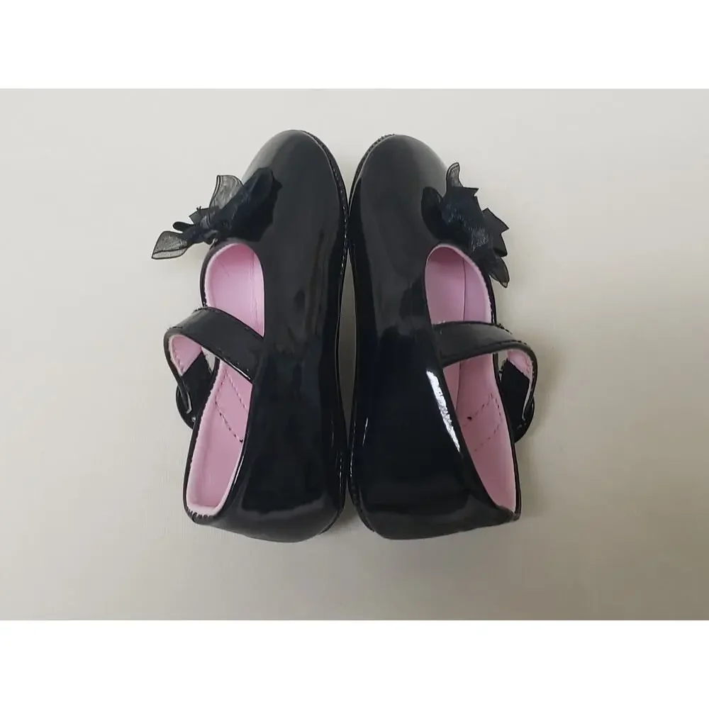 Black Ballerina Dress Slip On Velcro Strap Baby Shoes - Size 3